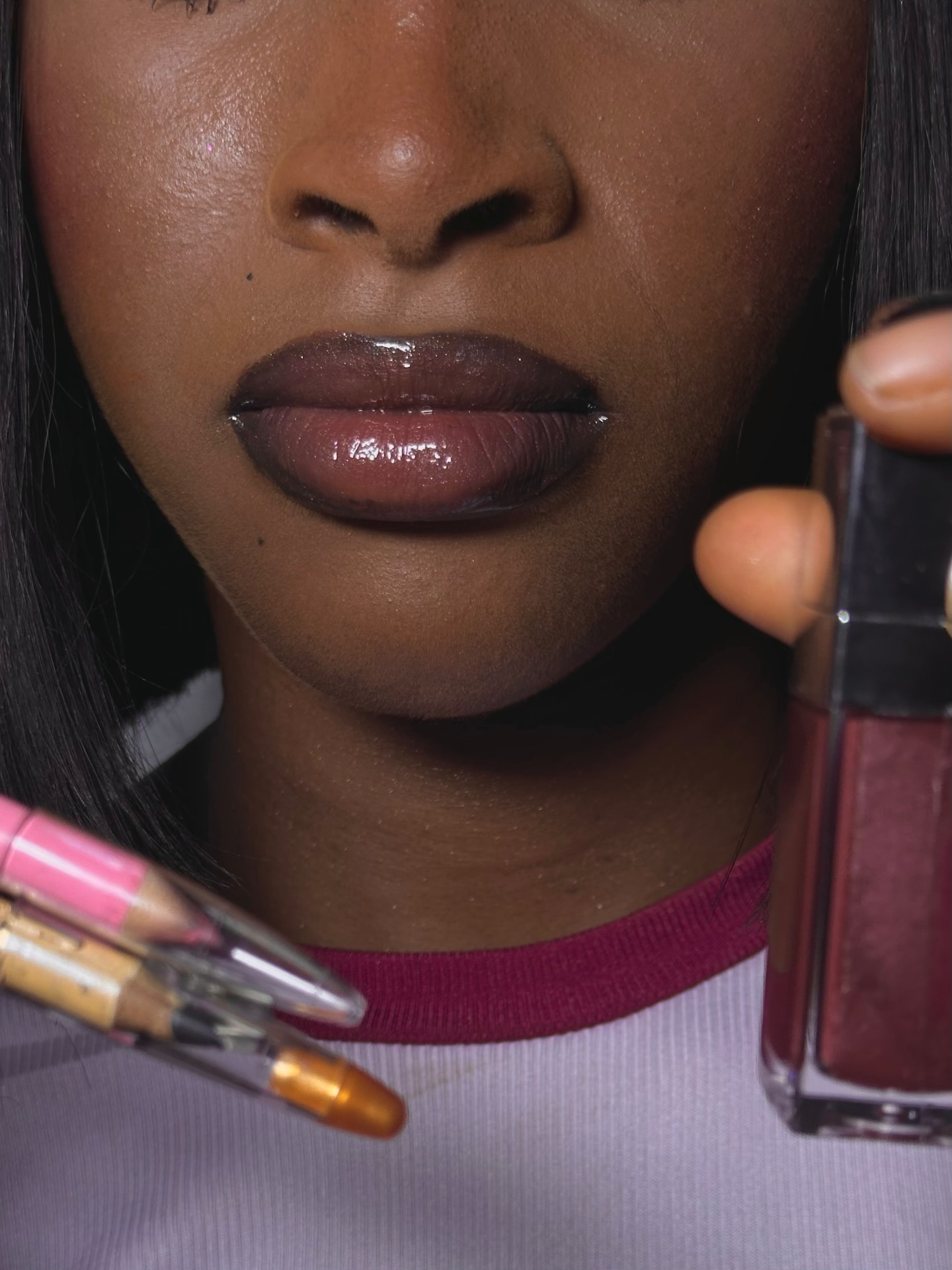 Beauty campaign lip gloss look